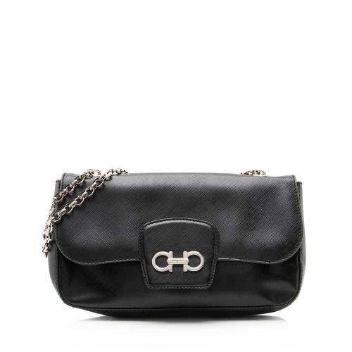 Salvatore Ferragamo Leather Gancini Chain Flap Bag