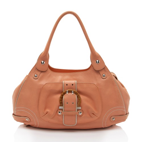 Salvatore Ferragamo Leather Gancio Buckle Hobo