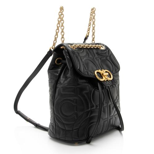 Salvatore Ferragamo Leather Gancio Chain Backpack