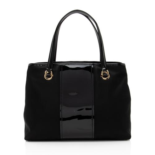 Salvatore Ferragamo Nylon Patent Leather Leonora Tote