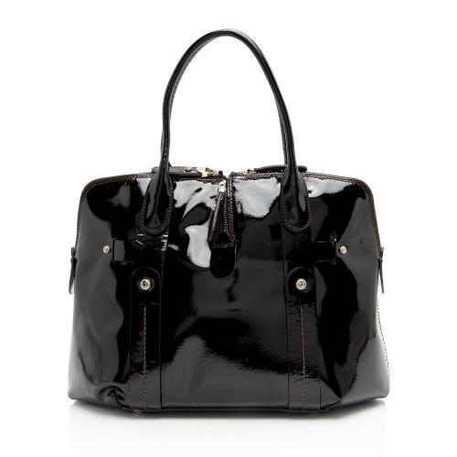 Salvatore Ferragamo Patent Leather Zip Side Tote