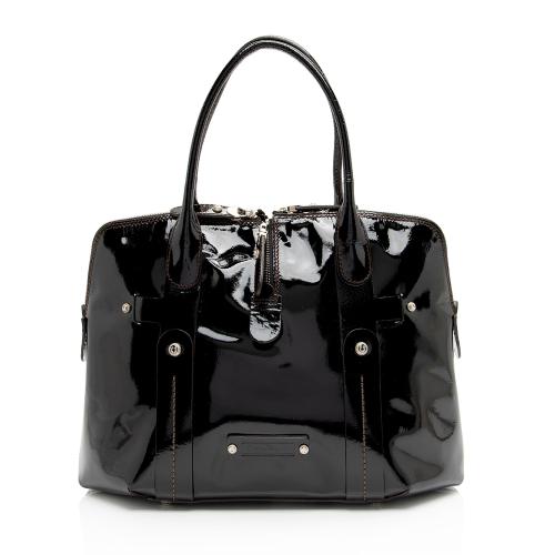 Salvatore Ferragamo Patent Leather Zip Side Tote