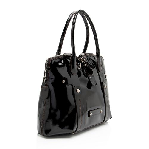 Salvatore Ferragamo Patent Leather Zip Side Tote