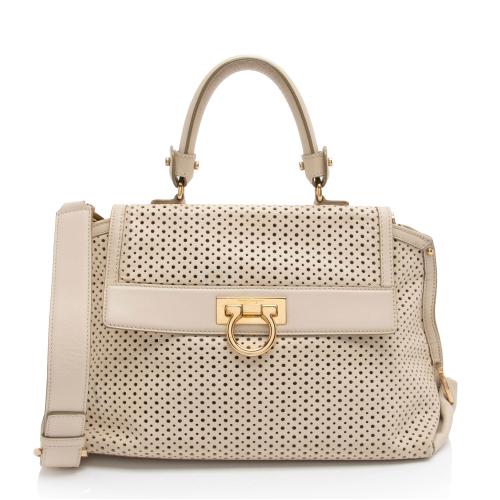 Salvatore Ferragamo Perforated Sofia Small Top Handle