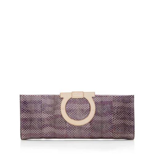 Salvatore Ferragamo Snakeskin Musa Clutch