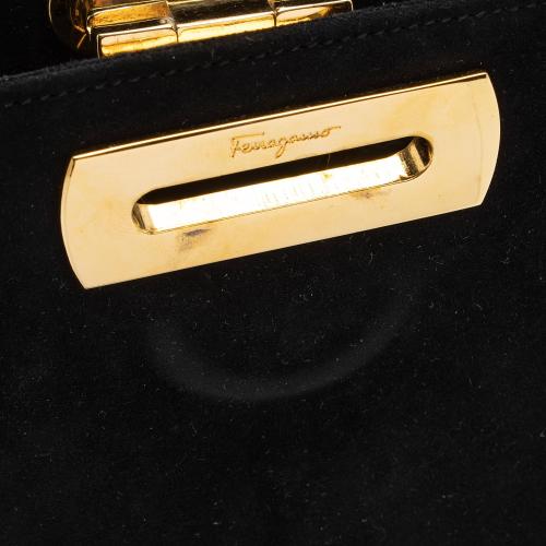 Salvatore Ferragamo Vintage Suede Gancini Diana Clutch