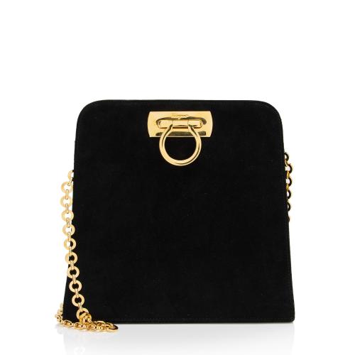 Salvatore Ferragamo Vintage Suede Gancini Diana Clutch