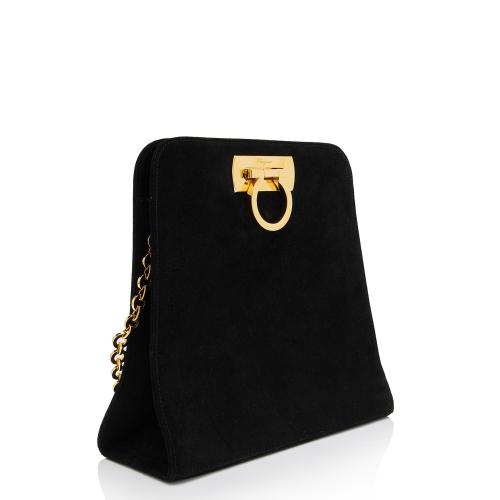 Salvatore Ferragamo Vintage Suede Gancini Diana Clutch