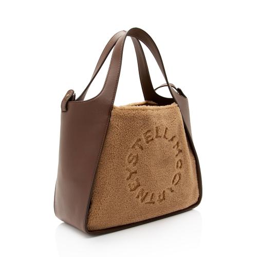 Stella McCartney Eco Alter Nappa Faux Shearling Logo Mini Tote