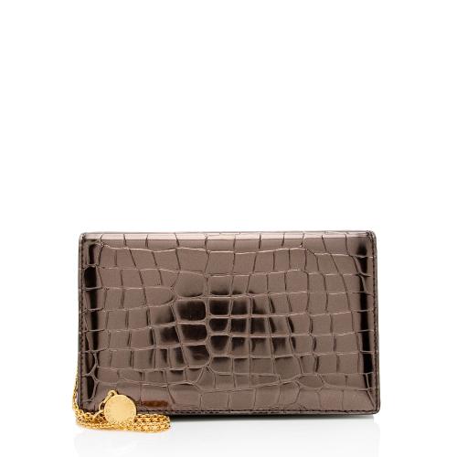 Stella McCartney Metallic Croc Embossed Faux Leather Crossbody