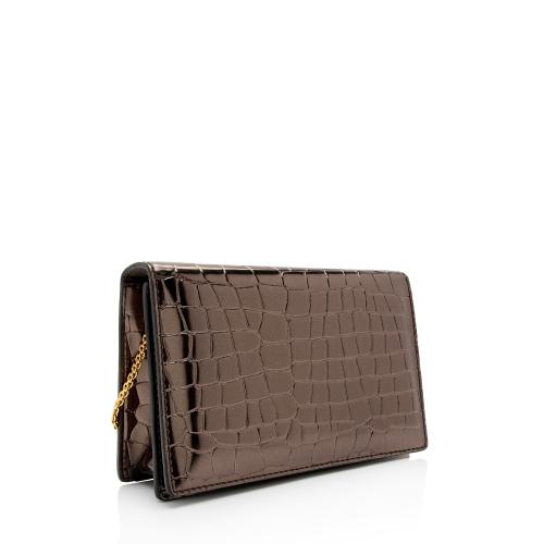 Stella McCartney Metallic Croc Embossed Faux Leather Crossbody