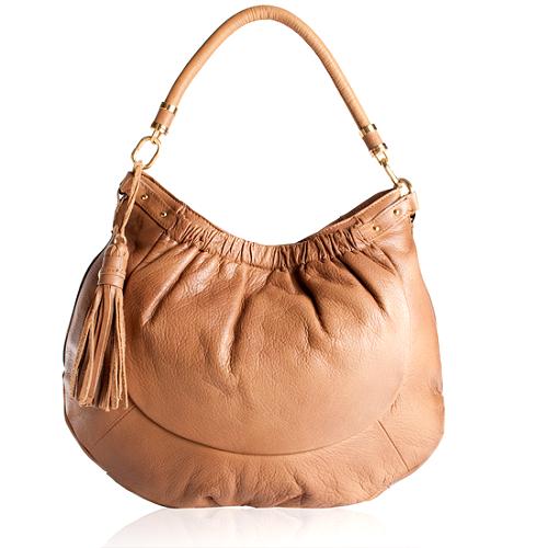 Tahari Wave Soft Pebble Leather Hobo Handbag