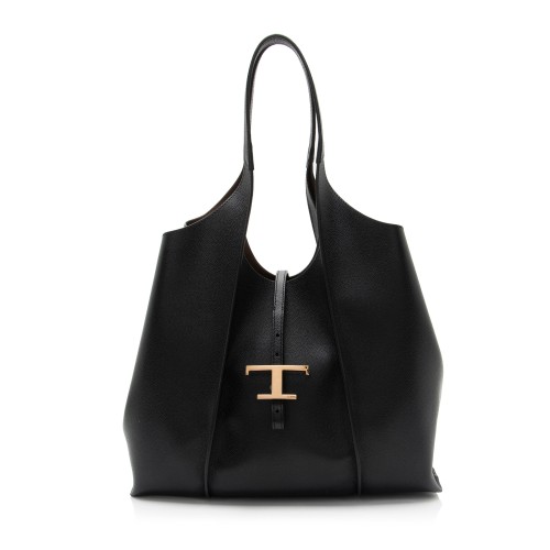 Tod's Leather Timeless T Small Shopping Tote