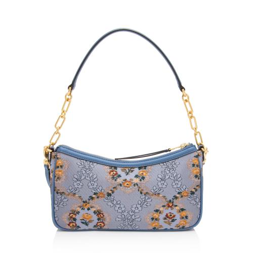 Tory Burch Brocade Leather Floral Studio Shoulder Bag