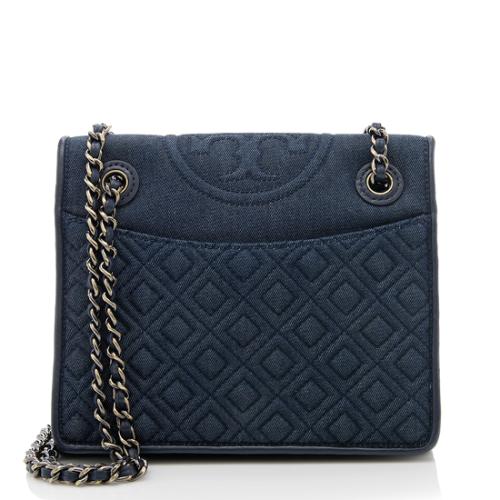 Tory Burch Denim Fleming Medium Shoulder Bag