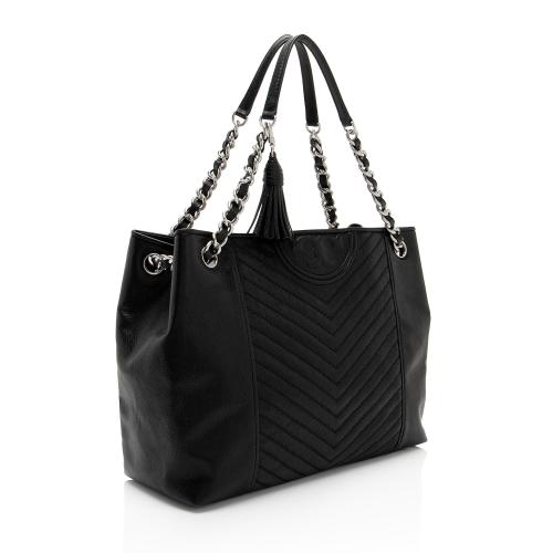 Tory Burch Distressed Leather Chevron Fleming Tote