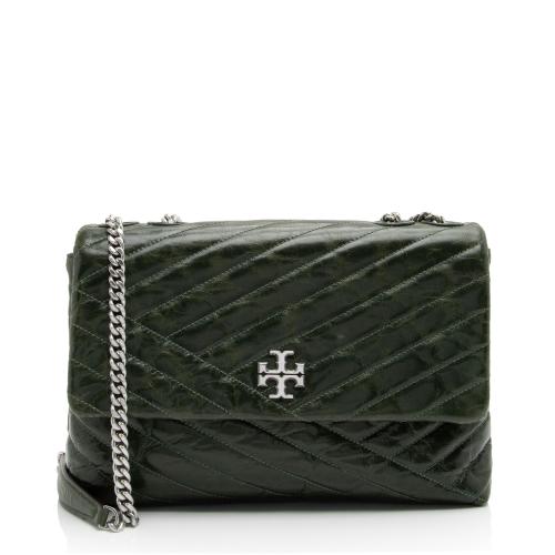 Tory Burch Chevron Glazed Leather Kira Large Shoulder Bag