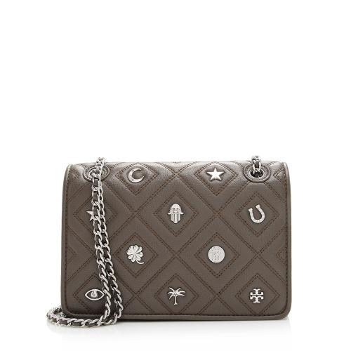 Tory Burch Leather Farida Fleming Charm Small Shoulder Bag