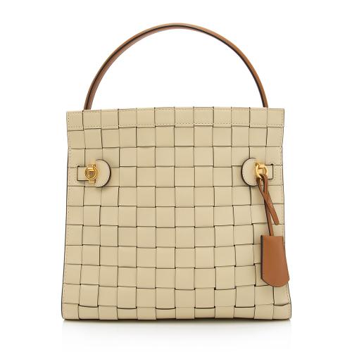 Tory Burch Lee Radziwill Leather Woven Double Satchel