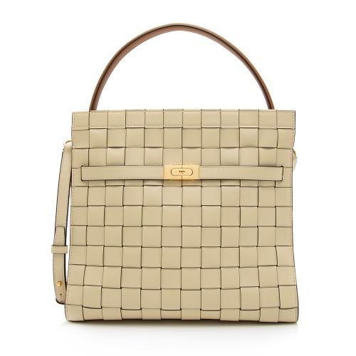 Tory Burch Lee Radziwill Leather Woven Double Satchel