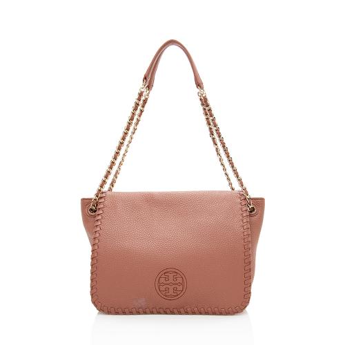 Tory Burch red whipstitch pebbled leather deals wristlet