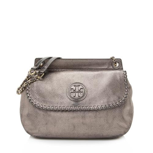 Tory Burch Metallic Leather Marion Saddle Bag