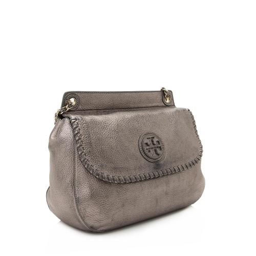 Tory Burch Metallic Leather Marion Saddle Bag