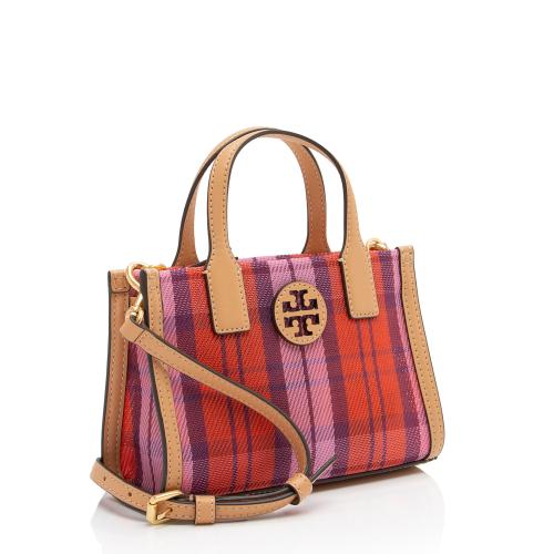 Tory Burch Nylon Mesh Plaid Mini Tote