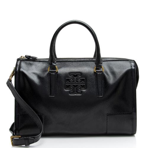 Tory Burch Patent Leather Britten Medium Boston Bag