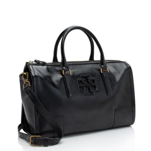 Tory Burch Patent Leather Britten Medium Boston Bag