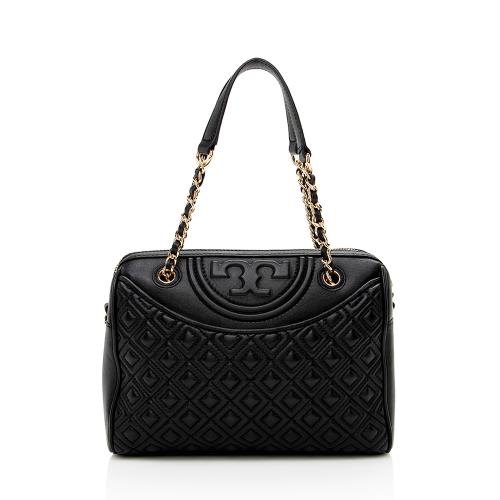 Tory Burch Quilted Leather Fleming Duffle Satchel