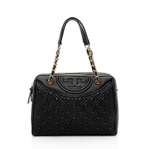 Tory Burch Quilted Leather Fleming Duffle Satchel