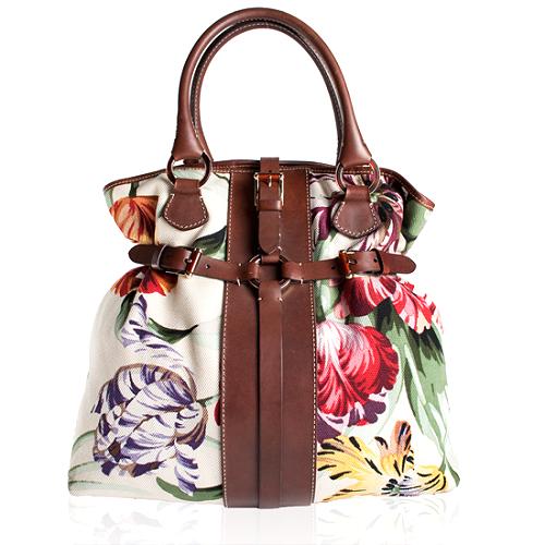 Valentino Belted Floral Canvas Tote