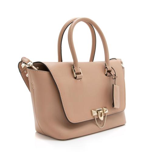 Valentino Calfskin Demilune Rockstud Small Double Handle Satchel