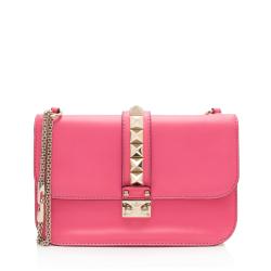 Valentino Calfskin Glam Lock Medium Shoulder Bag