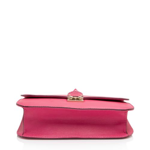 Valentino Calfskin Glam Lock Medium Shoulder Bag