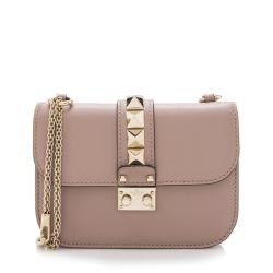 Valentino Calfskin Glam Lock Small Shoulder Bag