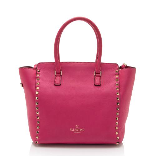 Valentino Calfskin Rockstud Double Handle Medium Tote