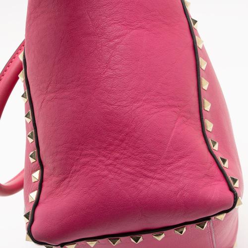 Valentino Calfskin Rockstud Double Handle Medium Tote