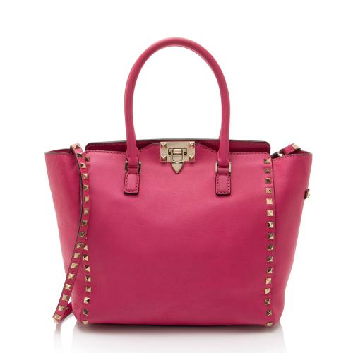 Valentino Calfskin Rockstud Double Handle Medium Tote