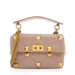 Valentino Calfskin Roman Stud Medium Shoulder Bag