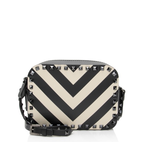 Valentino Chevron Leather Rockstud Camera Bag