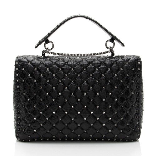 Valentino Crinkled Calfskin Rockstud Spike Up Maxi Shoulder Bag