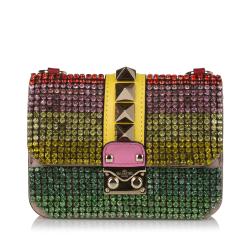 Valentino Embellished Crystal Rockstud Glam Lock Crossbody Bag