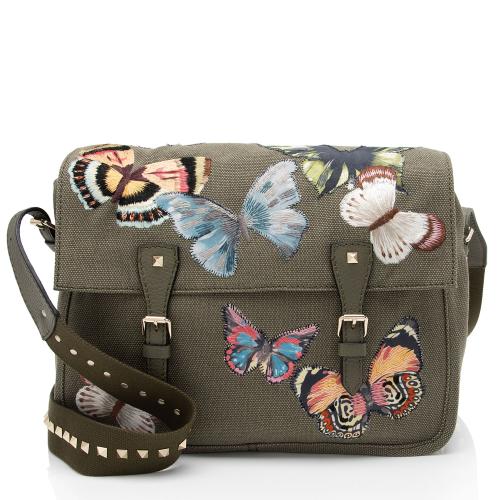 Valentino Embroidered Rockstud Butterfly Messenger