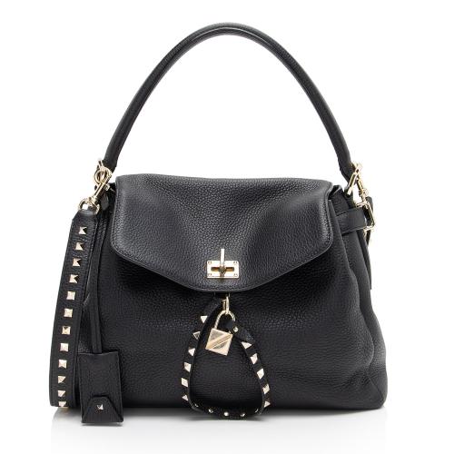 Valentino Grained Calfskin Rockstud Twiny Top Handle