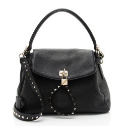 Valentino Grained Calfskin Rockstud Twiny Top Handle