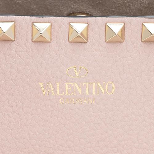 Valentino Grained Leather Rockstud Small Shopper Tote