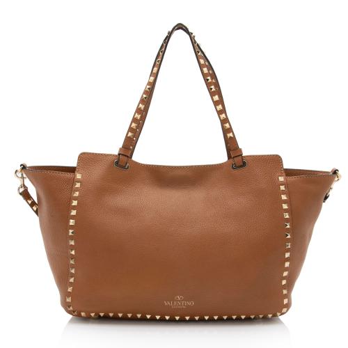 Valentino Grainy Calfskin Rockstud Medium Tote