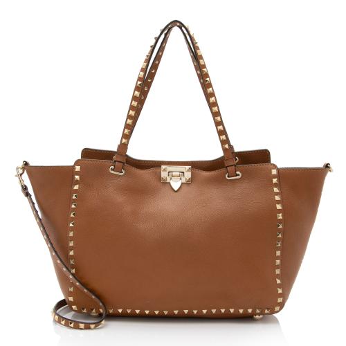 Valentino Grainy Calfskin Rockstud Medium Tote